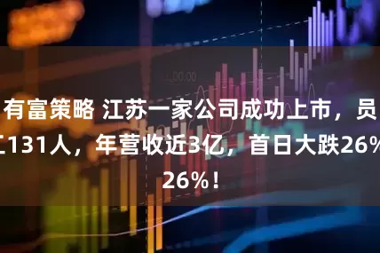 有富策略 江苏一家公司成功上市，员工131人，年营收近3亿，首日大跌26%！